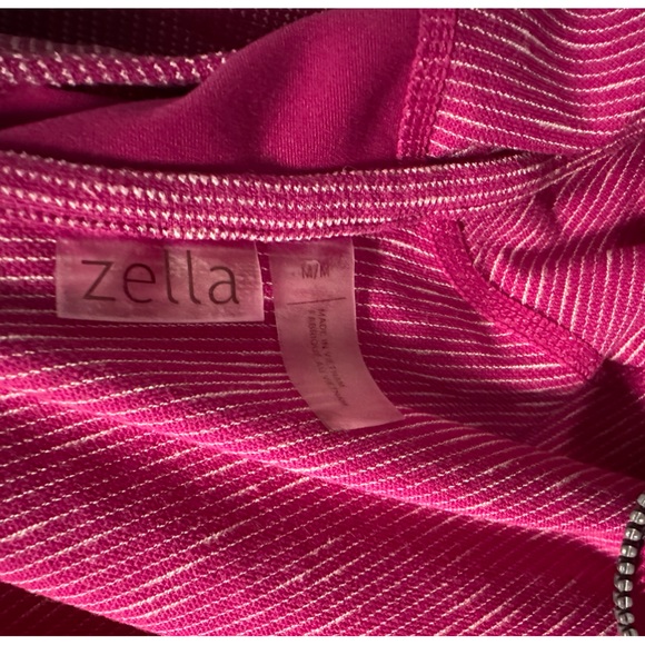 Zella Fuchsia/White Stripes Hooded Jacket *2 Way Zipper size M - Picture 6 of 9